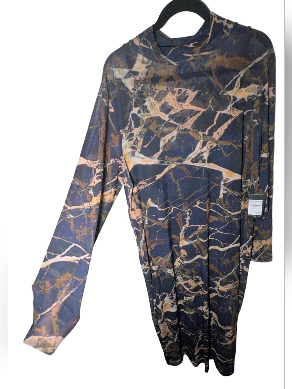 ELOQUII Mineral Print Mesh Long Sleeve Maxi Dress 20 NWT Nordstrom - Picture 2 of 8